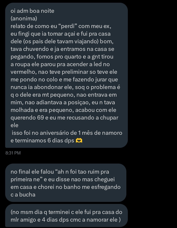 🗼Relatos de Perdas de Virgindade (ou quase) tweet media