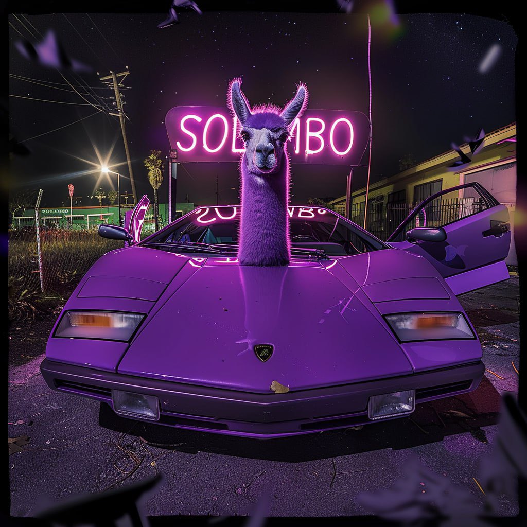 SOLamboNakamoyo's tweet photo. A new legend is born with $Solambo Nakamoyo, symbolizing wealth and combining elements like solana speed, Lambos luxury, and Llamas resilience. Join the adventure❕✨💎🙌 https://t.co/ZpBCclVyUG