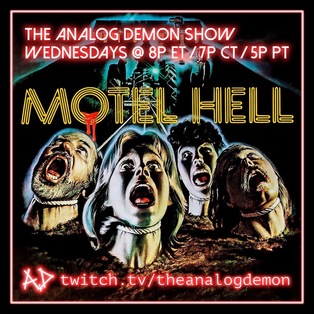 theanalogdemon's tweet photo. It takes all kinds of critters to make Farmer Vincent Fritters! Things are real weird down the road and the harvest is a scream in MOTEL HELL (1980)! Join the watch party TONIGHT at 8p ET/5p PT on https://t.co/jyL2gUOxcK #MotelHell #horrorhost #watchparty #twitch https://t.co/RiDzb7nIR6