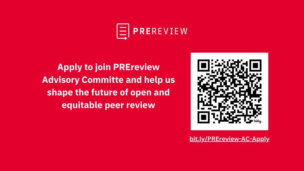 📢 We're accepting applications to recruit 2 new members to our Advisory Committee!

This is a volunteer position to help us shape the future of our organization.

Learn more: content.prereview.org/recruiting-adv…
Apply: bit.ly/PREreview-AC-A…
Deadline: April 8

Please share. TY! 🌻