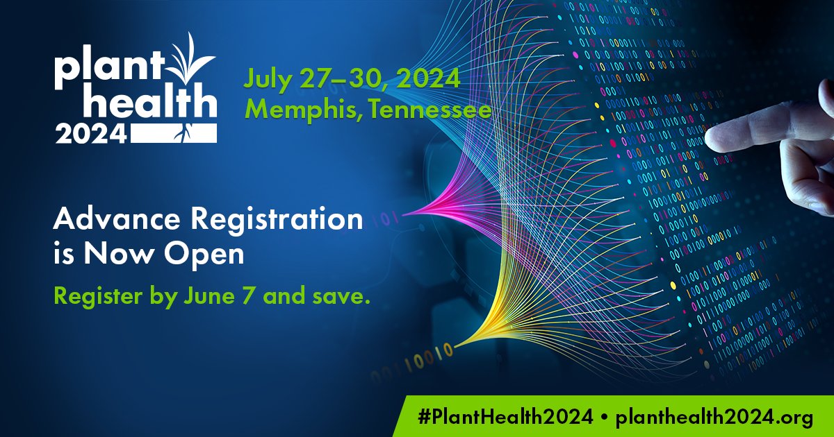 Are you ready to elevate your plant health expertise? Secure your spot at #PlantHealth2024 in Memphis, TN, July 27-30! Get the best rates when you register by June 7. Register now: bit.ly/49DE7xS #PlantPathology #PlantHealth