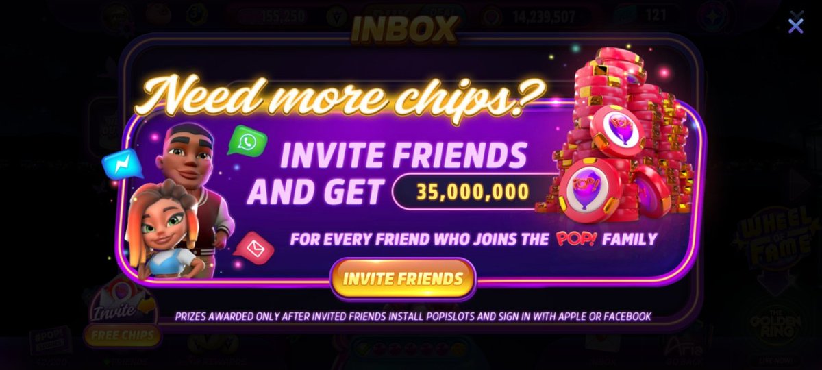 Anyone that can help out it would be appreciated. Click link below to download pop slots if your a new user and sign in with apple or facebook. This is a app in the play store. This is So I can get 35mil chips. Please 🙏 lol. 8v2t.adj.st/?dlp=owFlvVXPD…