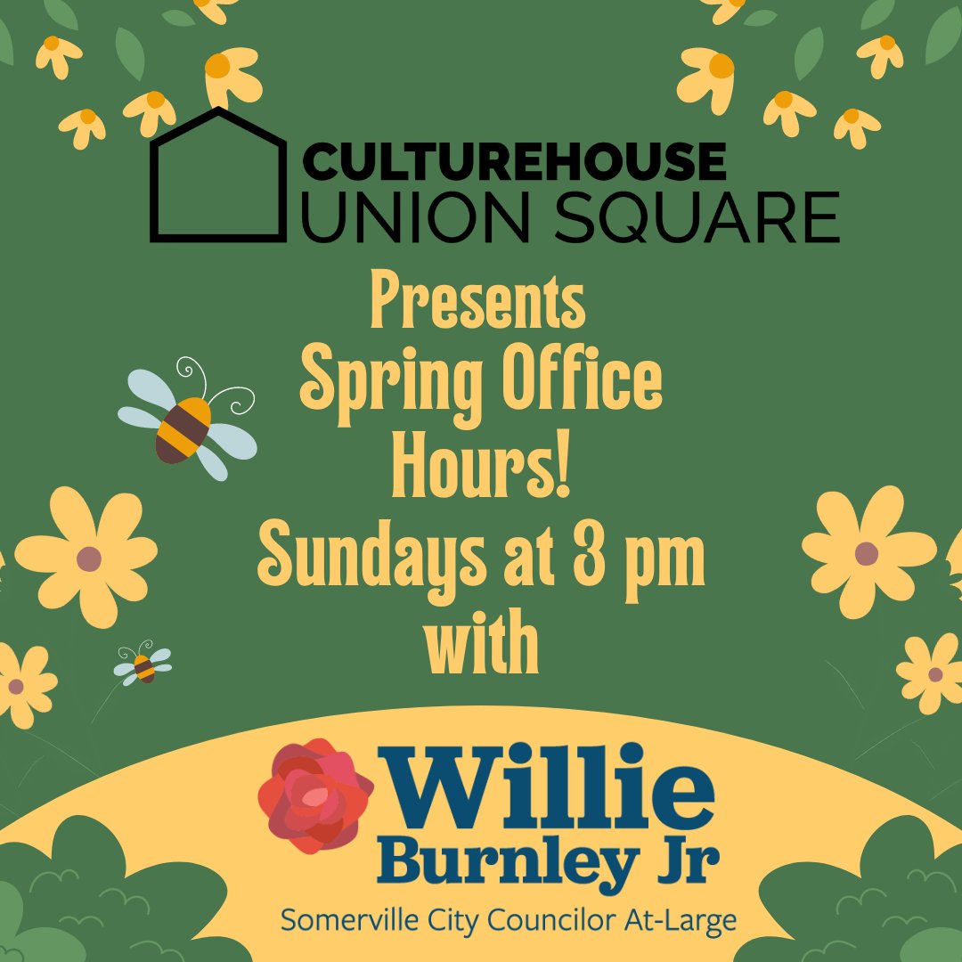 Starting in April, I'll be holding office hours in Union Sq's @culturehousecc pop-up near The Independent. This is an opportunity to enjoy one of Somerville's precious 3rd spaces while talking about the community we love so much.