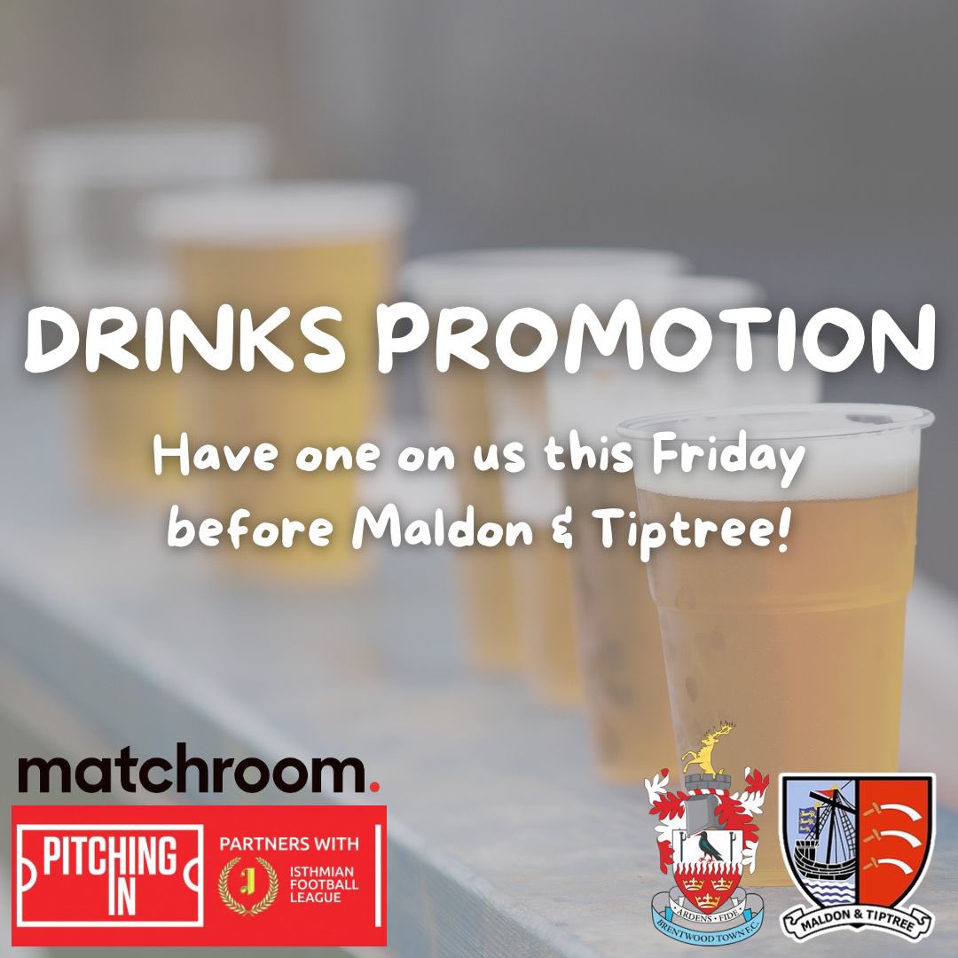 BrentwoodTownFC's tweet image. 𝑁𝑒𝑥𝑡 𝑈𝑝!

⚽️ The Blues host Maldon &amp;amp; Tiptree this Friday evening, kicking off Non-League Weekend! 

🍻Don’t forget, your first drink is on us if you are in the ground before 7:15PM!

🐣🐇 We’re also continuing to accept donations of Easter Eggs for local charities…