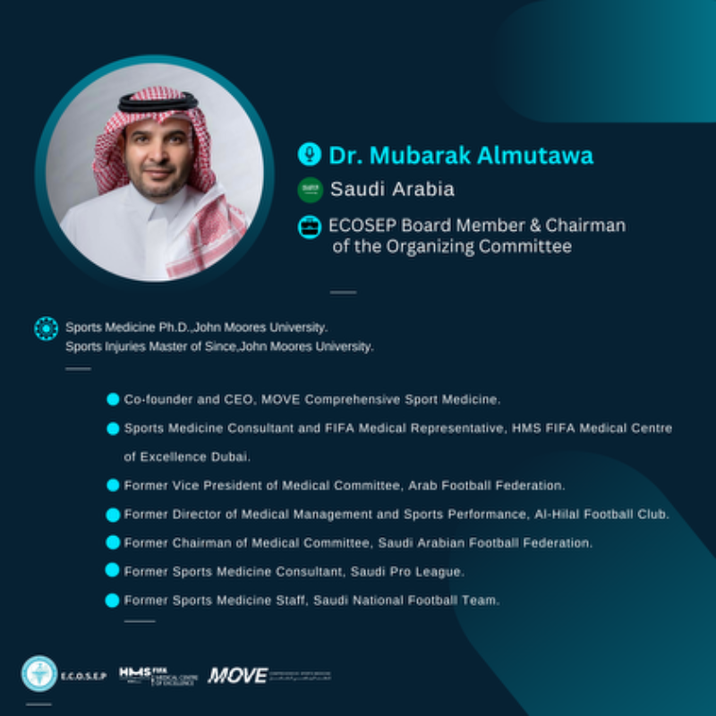 MOVEcsm's tweet photo. ✨ MEET THE SPEAKER ✨

We're thrilled to introduce our next speaker for the #ECOSEP Conference: Dr. @mubarakalmutaw1! 👨‍⚕️