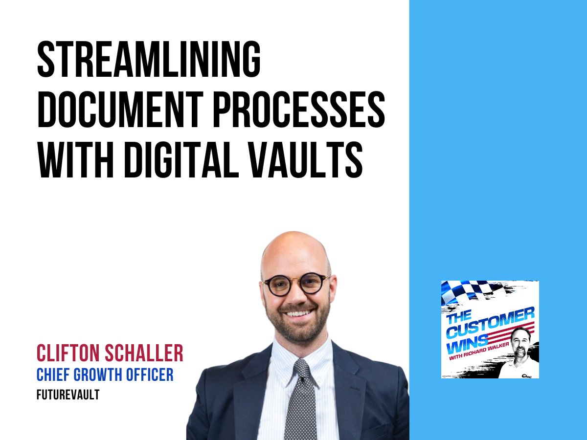 On this week’s episode of The Customer Wins, Rich Walker talks with Clifton Schaller of FutureVault, to discuss the effectiveness and future of digital vaults. 

Listen in: quickforms.com/post/streamlin…

#customersuccess #security #compliance #documentstorage #financialservices
