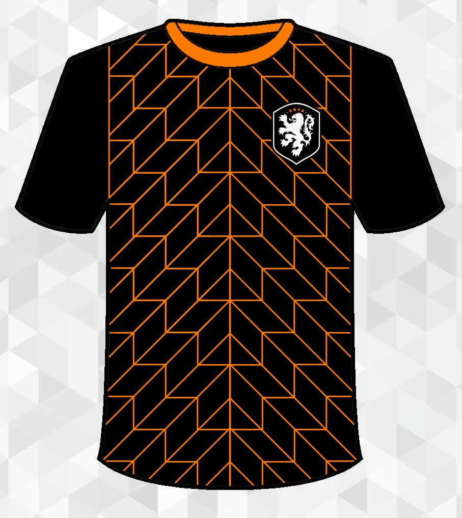 Shirt designs for The Netherlands - home and away, both based on the pattern of the classic 1988 shirt.