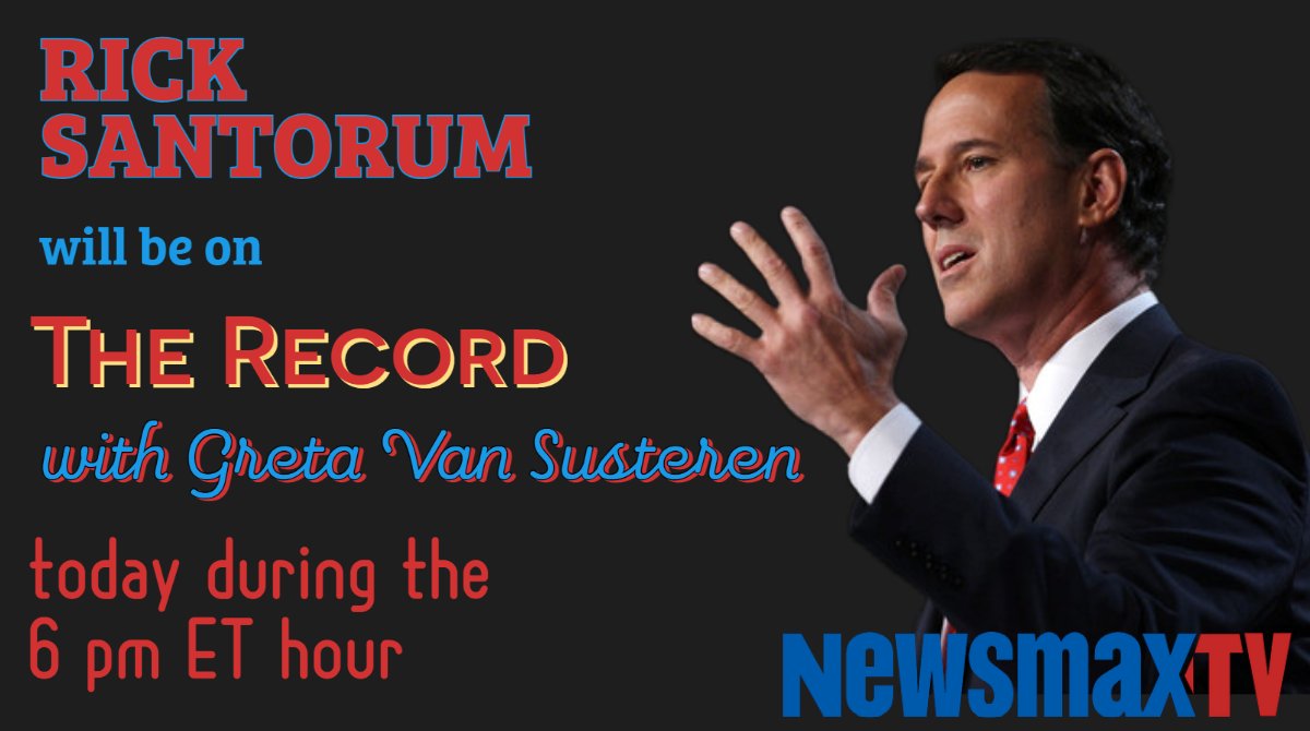 .@RickSantorum joins @greta this hour on @Newsmax. Tune in! newsmaxtv.com #HunterBiden #Trump #Election2024 #Newsmax