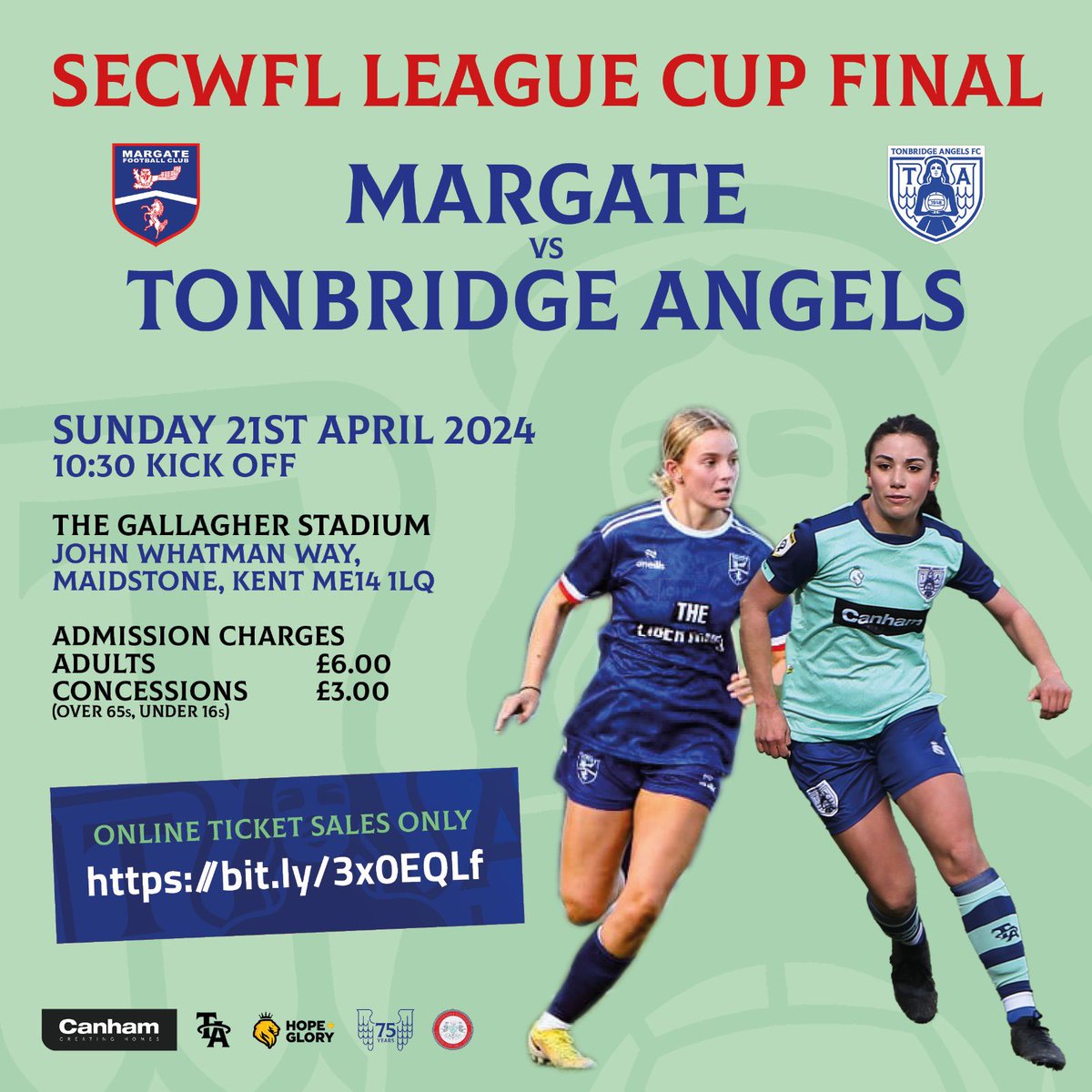 🎟️| League cup final tickets to watch @tafc_women v Margate on 21st April now on sale here 👇 bit.ly/3x0EQLf