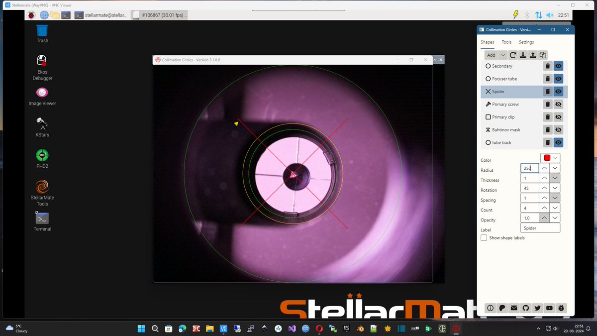 saimons_art's tweet image. When inserting primary mirror back in after centerng secondary. All three clips are visible, so centering secondary was 100% success. Slight adjustments of primary and you got perfect collimation.
#CollimationCircles #astronomy #telescope #newtonian #collimation