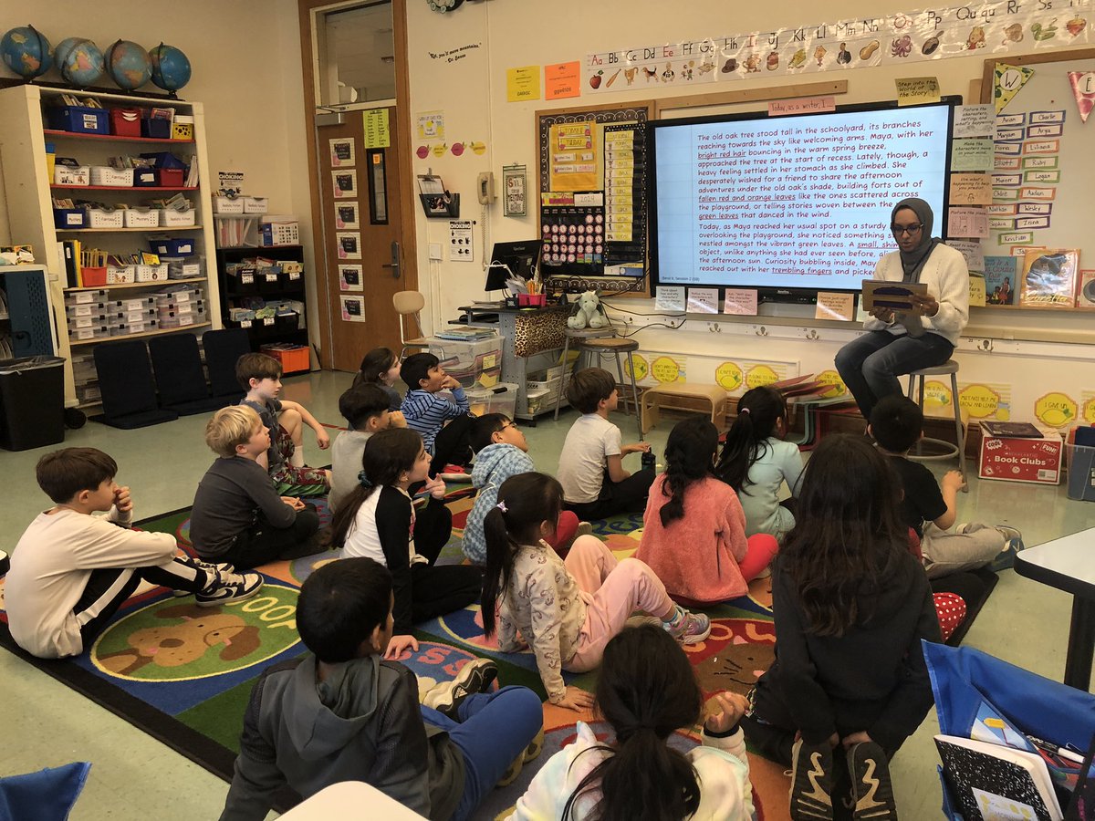 It was special to have a parent as a guest reader to teach us about Ramadan.  Students were thoroughly engaged, and we all learned so much! #ewlearns <a href="/NorthSideEW/">North Side School</a>