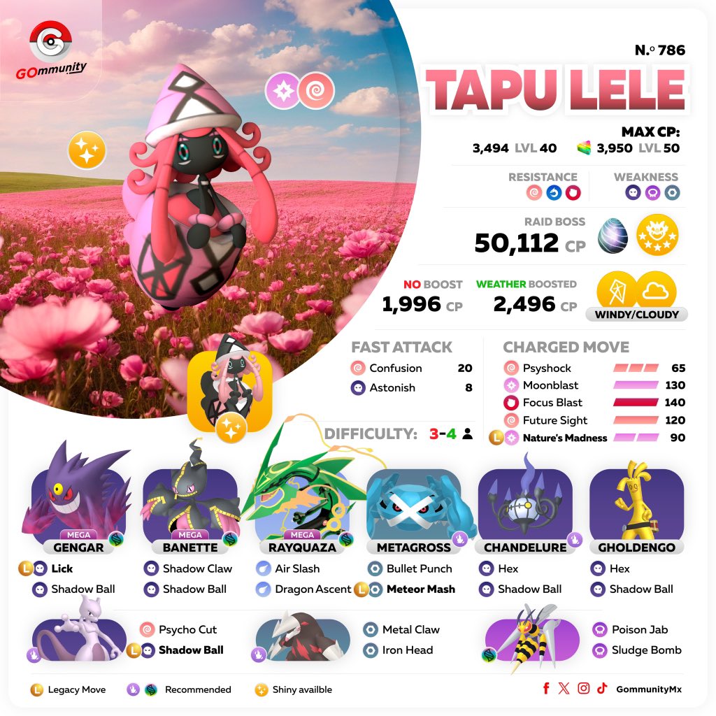 ⚠️Tapu Lele 
🗓️ Mar 21 - April 4 

#PokémonGOApp #GOmmunity #Niantic #WorldOfWonders #Tapulele