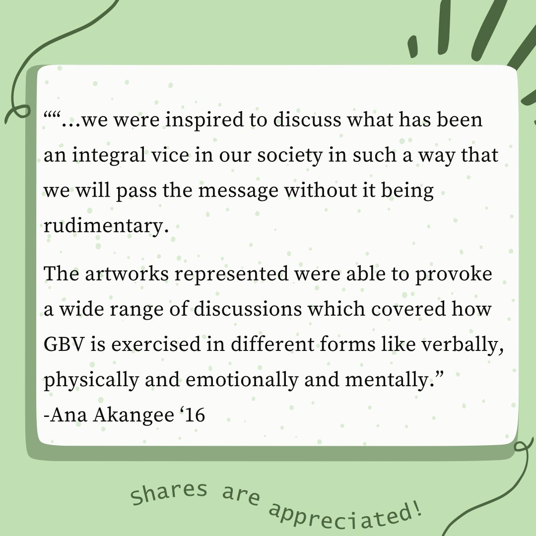 #Yaan Benue collaborated with Aidwell Foundation to ‘Brush against Gender-Based violence’ through art and dialogue. Inspiring discussions, artworks, poems, & personal stories in relation to #GBV were shared, aiming to break the silence and create a safer, more equitable world.