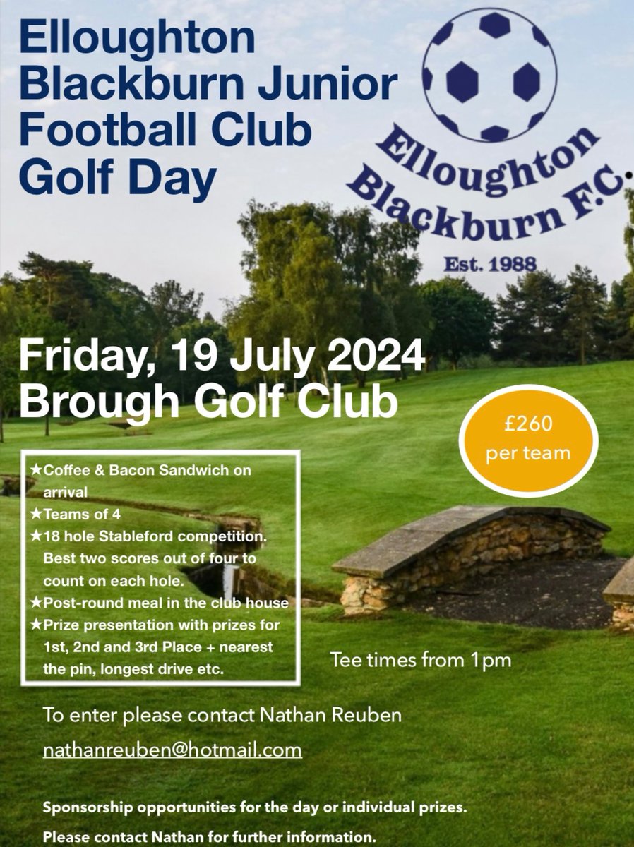 ⛳️⛳️⛳️⛳️⛳️
EBFC’s First ever Golf Day!
Friday 19th July 2024

Open to everyone, so please share.
It should be another great EBFC event.

Please contact me for further details.

Details are on the poster 👇⛳️🏆⚽️
