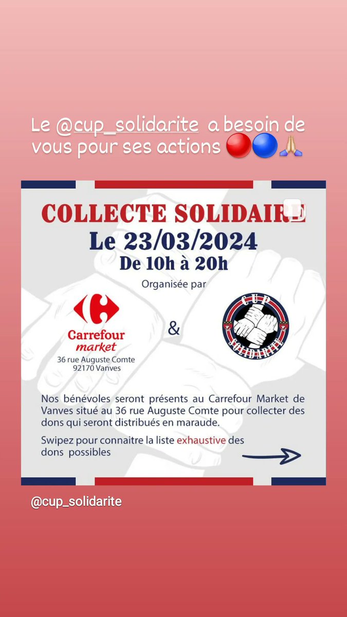 Vous voulez soutenir les actions du @CupSolidarite ??? instagram.com/p/C4fRtcFonn2/…