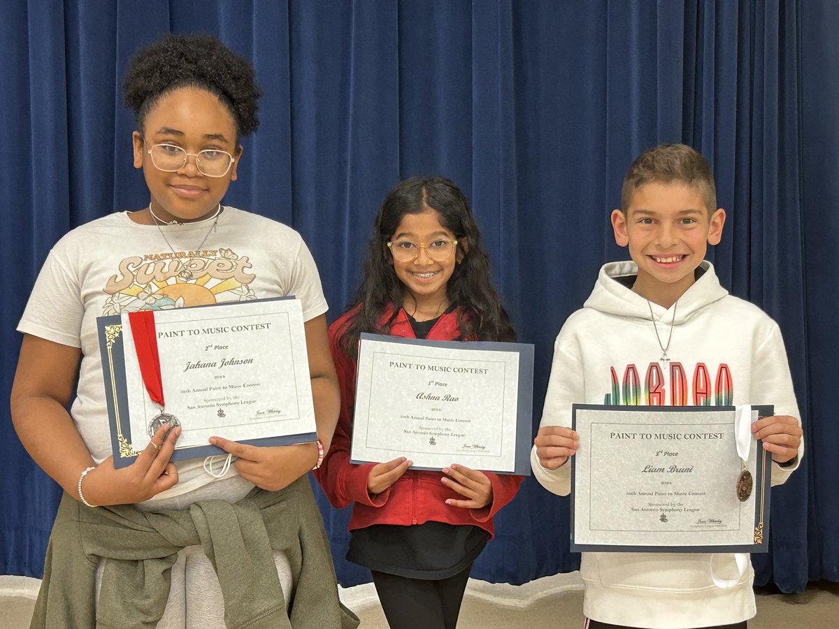 We are buzzing with excitement to announce this year’s Ellison Elementary Paint to Music Art Contest winners! Please help us celebrate these 3 wonderful 5th Grade Bees 🐝 #nisdfinearts #togetherweswarm #TeamNorthside #TeamEllison