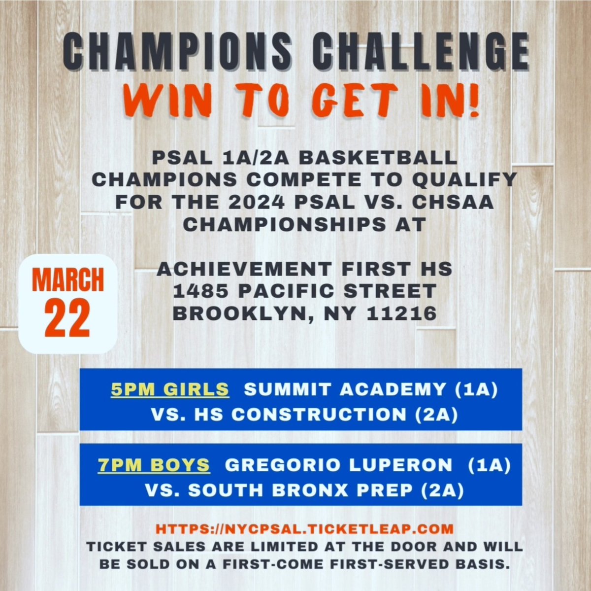 Winners will go on to rep the @nycpsal in the PSAL vs. CHSAA Championships. Games will be livestreamed by @sagemediasolutions. #psalvschsaabasketball #nycpsal #chsaanyc #chsaany #nychighschoolbasketball #nychighschoolsports #nyhighschoolsports