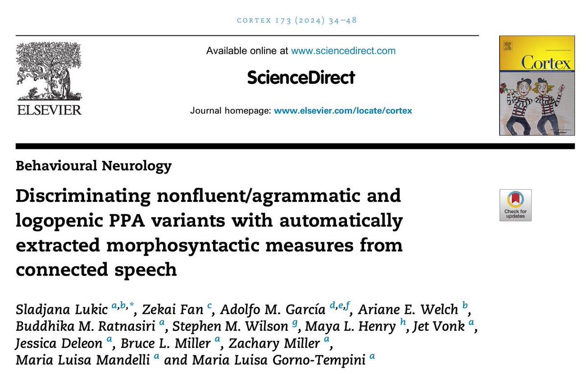 JetMJVonk's tweet image. Our new paper in Cortex led by Dr. Lukic showed that automated speech analysis can discriminate nonfluent from logopenic variant of primary progressive aphasia, incl. neuroanatomical correlates. The results address a key challenge in differential diagnosis sciencedirect.com/science/articl…