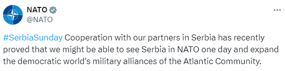 serb_data's tweet image. 🟥Historic tweet from NATO talking about Republic of Serbia joining the military alliance