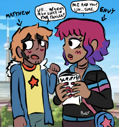 nocedarts's tweet photo. ''wanna run lines in the trailer, envy?''
we all know where it ends.
#matthewpatel #envyadams #mattenvy #adamspatel #scottmona #scottpilgrim #scottpilgrimtakesoff https://t.co/WuhV0n5GqR