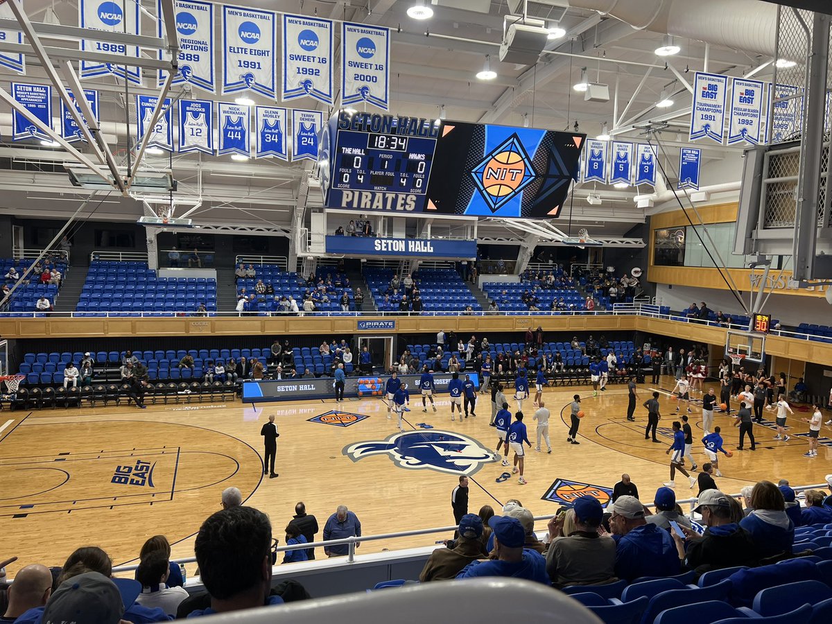 APetolillo's tweet photo. Hello from Walsh Gymnasium on the campus of Seton Hall University where St. Joe’s will be playing in their first postseason game in eight years in the NIT where they’ll be taking on a Seton Hall team who will probably have something to prove. Tip-off in about 20 https://t.co/uVxSgS4LW1