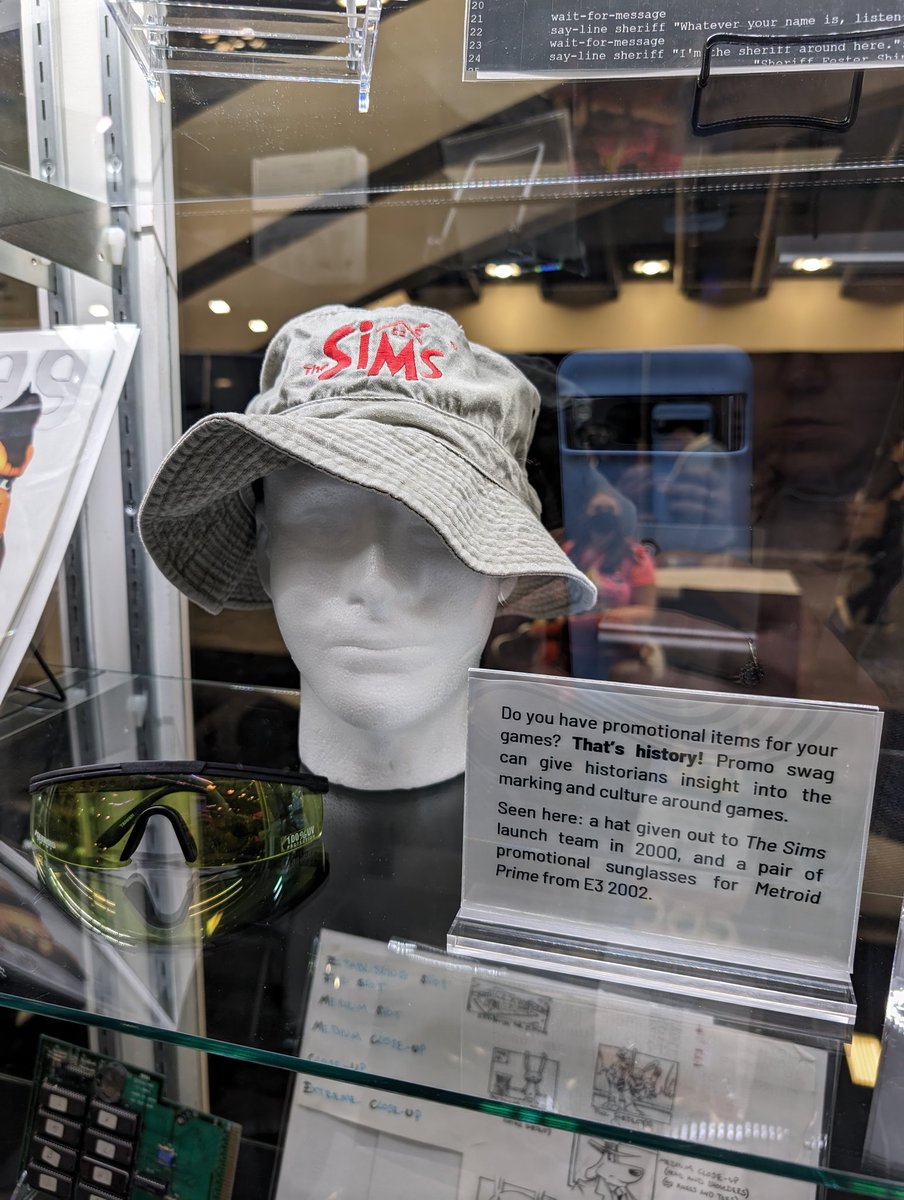 Loving the history gallery by <a href="/GameHistoryOrg/">Video Game History Foundation</a> at #GDC2024 - coveting this Sims bucket hat! 😁