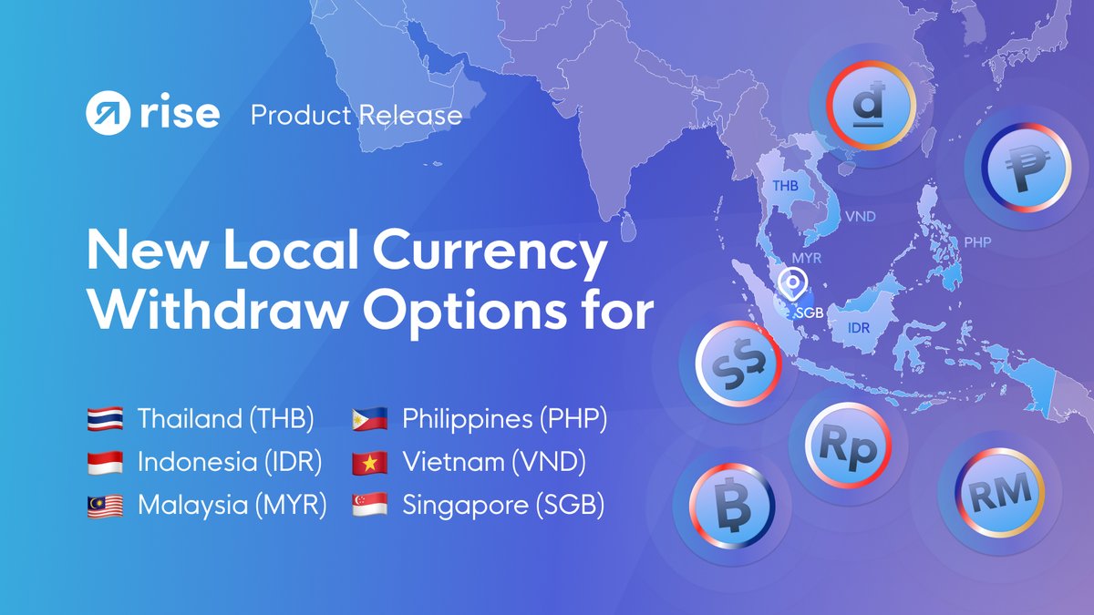 And just like that Rise accommodates the payroll needs of contractors based  in South East Asia.🌏 With Rise, international contractors can now withdraw  their earnings direct to bank account in these local