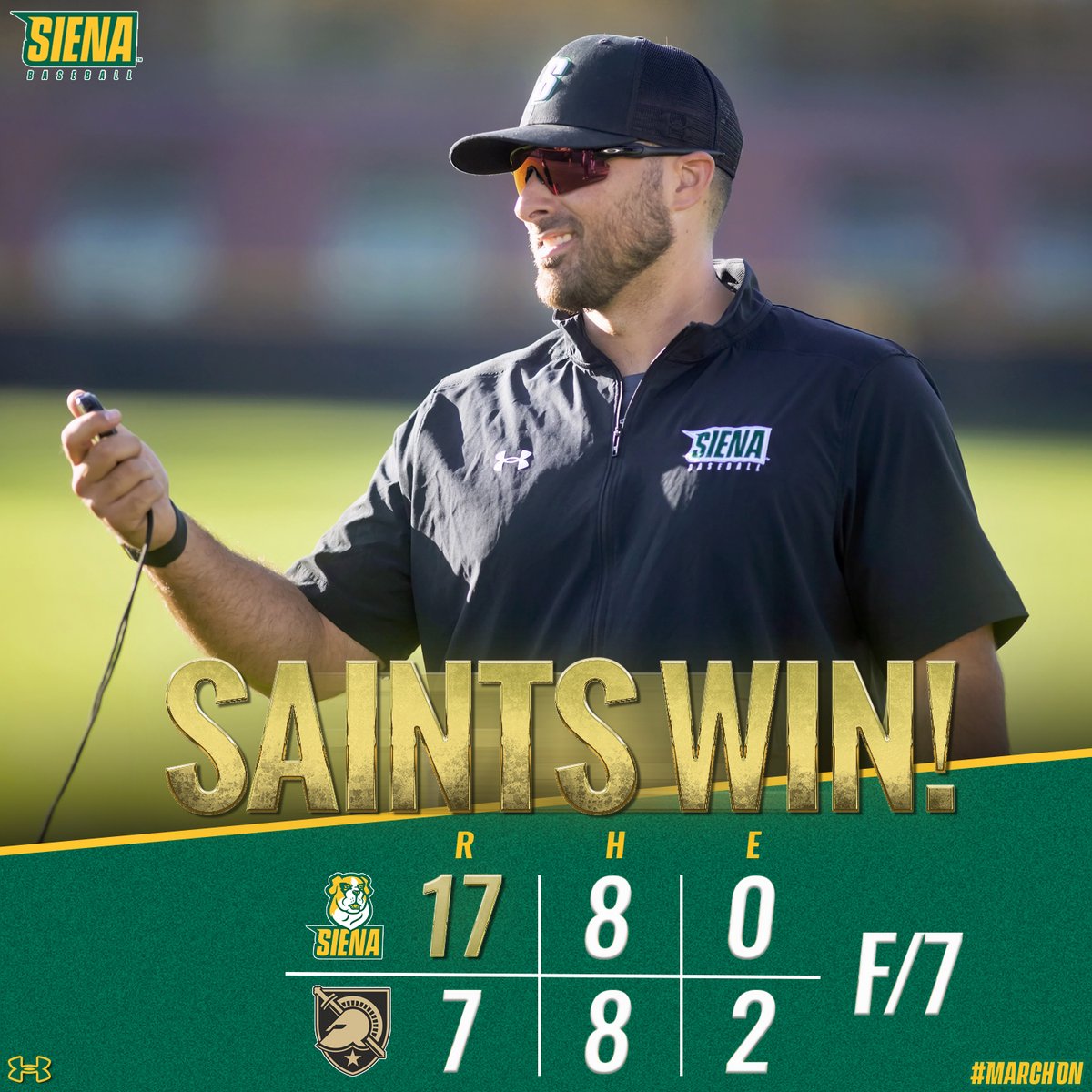 Siena Baseball (@sienabaseball) on Twitter photo A STATEMENT FIRST WIN‼️
The #SienaSaints upend reigning Patriot League Champion Army West Point for an emphatic first victory in the <a href="/AlexJurczynski/">Alex Jurczynski</a> Era!
Austin Rachiele led the charge with a pair of 3-run homers
#MarchOn x #MAACBaseball x #NCAABaseball A STATEMENT FIRST WIN‼️
The #SienaSaints upend reigning Patriot League Champion Army West Point for an emphatic first victory in the <a href="/AlexJurczynski/">Alex Jurczynski</a> Era!
Austin Rachiele led the charge with a pair of 3-run homers
#MarchOn x #MAACBaseball x #NCAABaseball