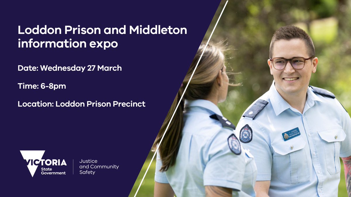Come along to our information expo where you’ll learn more about the career opportunities available across the Loddon Prison and Middleton prison. Bring your cv with you and register your interest: justice.vic.gov.au/infoexpo