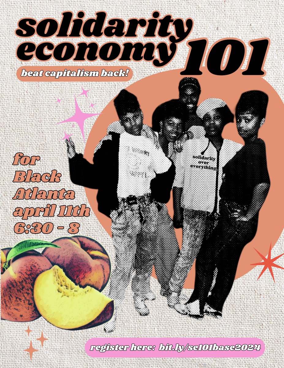 Hey yall! ✨ In preparation for the BASE Gathering, we're hosting a Solidarity Economy 101 workshop! Facilitated by @fxmmeflower, @julianakilrose and Jasmine Burnett If you are curious what a solidarity economy is, def pull up! RSVP: bit.ly/se101base2024