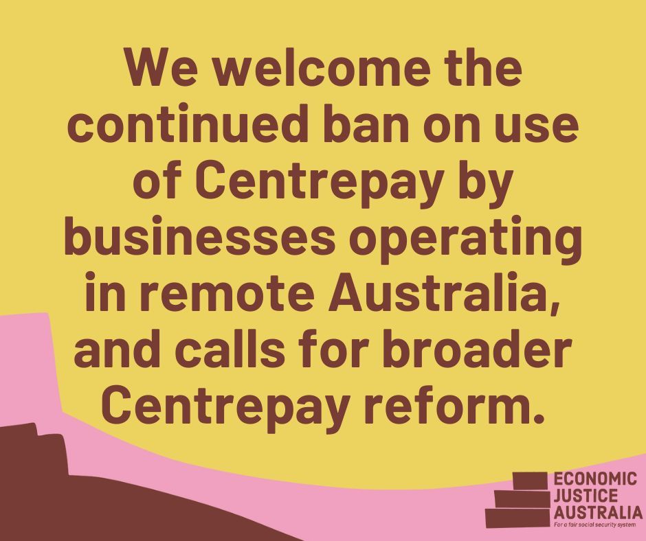 EJA welcomes the continued ban on use of Centrepay by businesses operating in remote Australia & calls for broader Centrepay reform. Thanks to @Fin_Rights_CLC @ACOSS @consumer_action & @FCAupdate ! For more info 👉 buff.ly/3TN164t