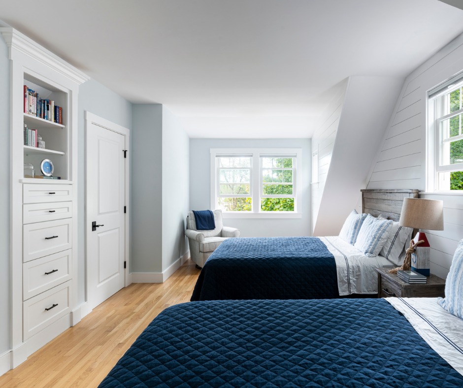 #ProjectReveal – Each of the bedrooms in the recently completed project we’ve been posting about includes unexpected architectural details.

#BuiltByPhilbrook in collaboration with A3 Architects, inc 📷 Grattan Imaging, Andersen Windows + Doors, Shepley Wood Products