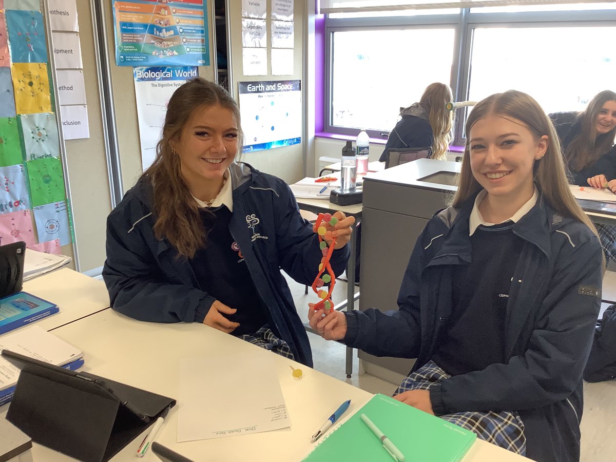 Oide Sinead's 5th Year Biology students were learning about the structure of DNA today. They made DNA double helix models using jellies . #teamddletb #excellenceineducation @ddletb