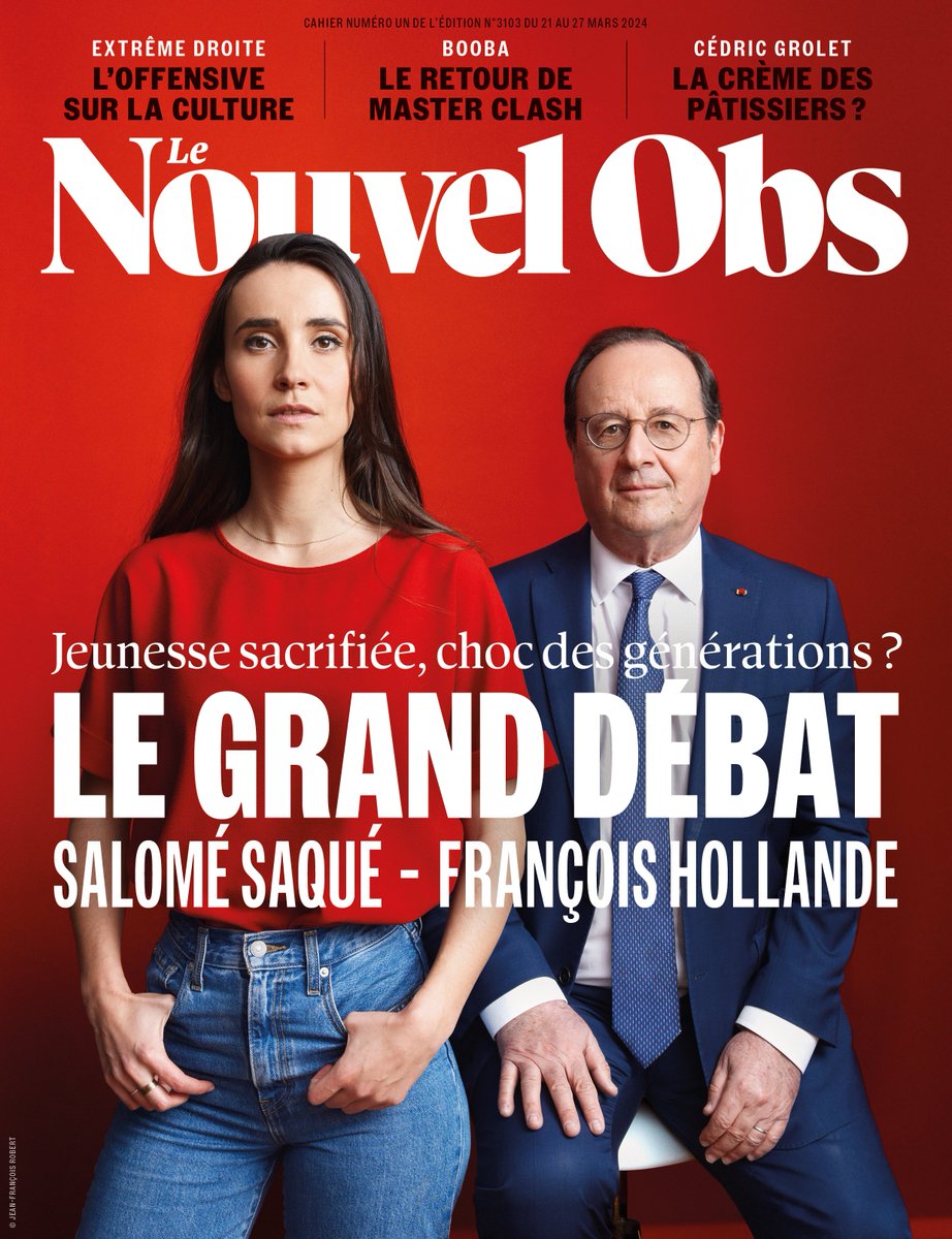 Très fière de vous présenter le premier numéro du Nouvel Obs 🚀❤️ Avec un grand débat en mode choc des générations entre Salomé Saqué et François Hollande - @Le_NouvelObs