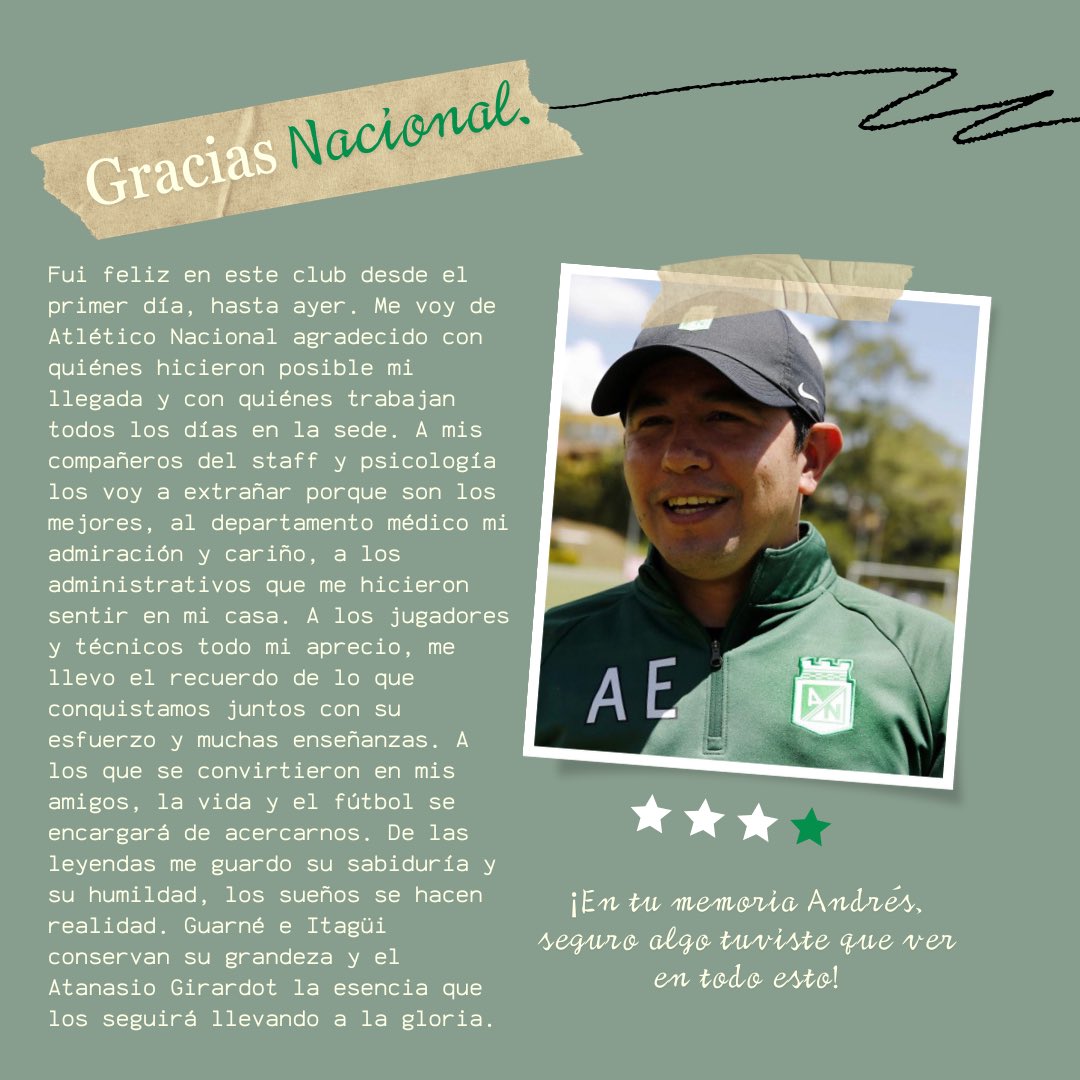 Se finaliza mi etapa en <a href="/nacionaloficial/">Atlético Nacional</a>