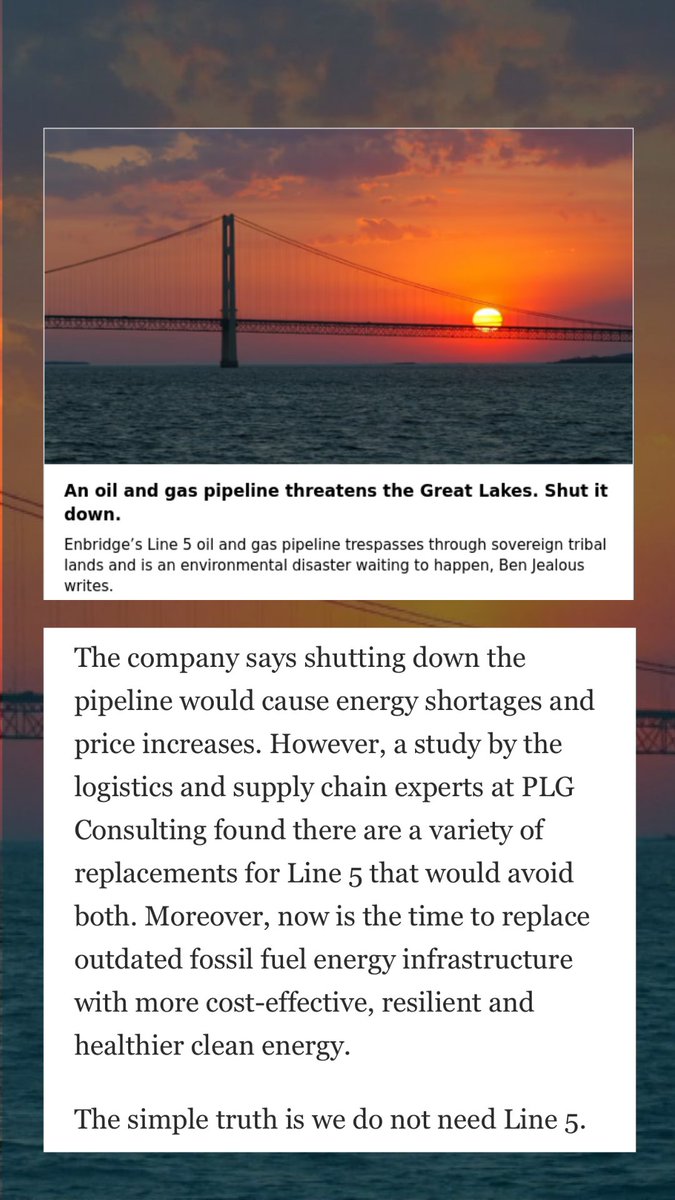 Urgent: Enbridge's Line 5 pipeline threatens the Great Lakes and our future. With 40 million people's water at risk, it's time for action! Read more about why we must act to shut it down in my article in the @Suntimes.  #ShutDownLine5 #WaterIsLife' bit.ly/3PSTlaT