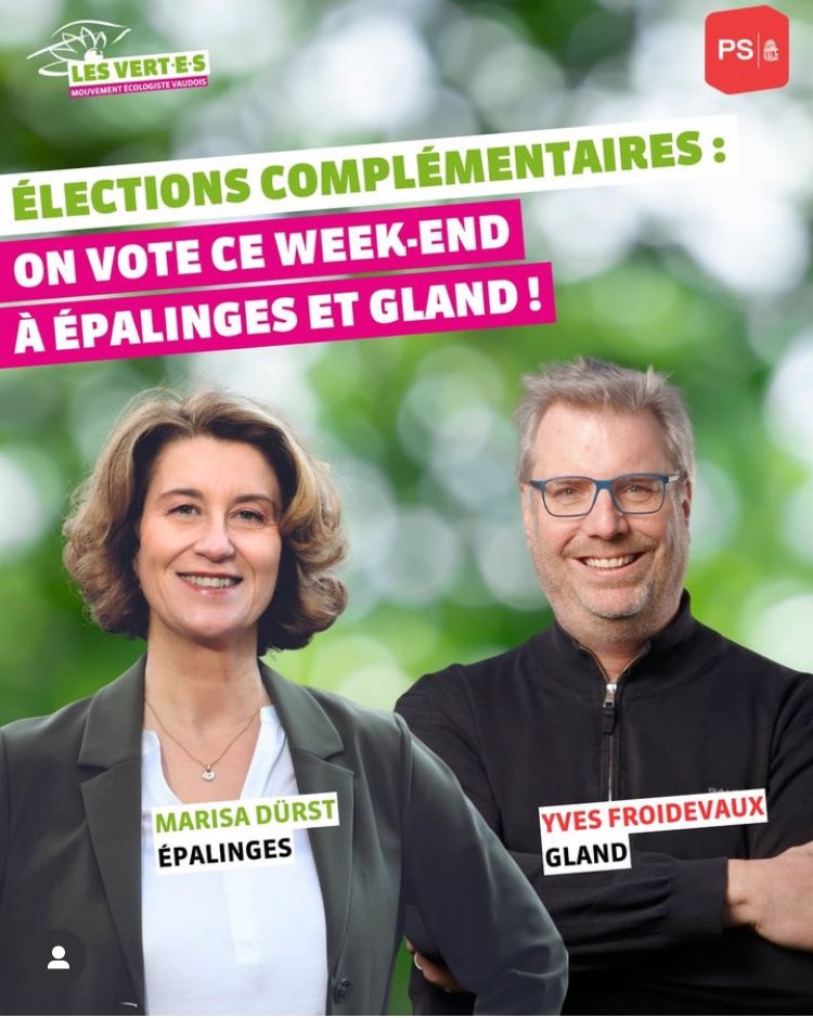 #électioncomplémentaire #yvesàlamunicipalité il reste que quelques jours: le 24 mars 2024 chez nous à #Gland nous soutenons Yves Froidevaux 🌻🌹 #plateformePSLesVertes