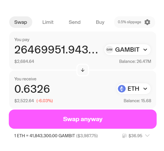 I claimed $GAMBIT worth of 2500$ https://t.co/QXMzZttXXT https://t.co/RsOFb51UeQ