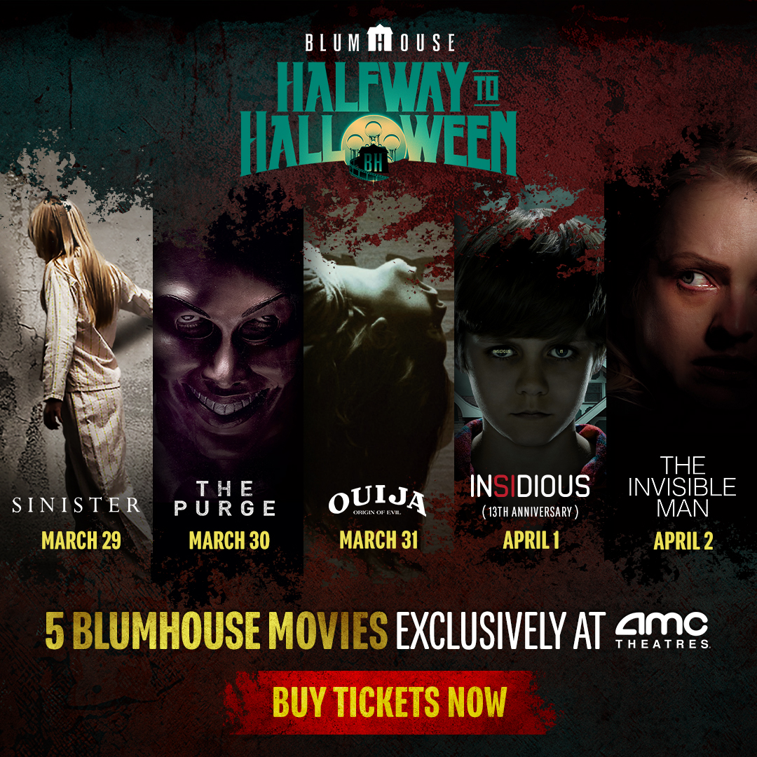 blumhouse's tweet image. We're halfway to Halloween and 5 Blumhouse classics are back in @AMCTheatres. Buy tickets now. amctheatres.com/events/halfway…