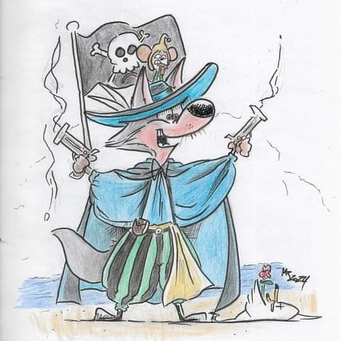 #NewProfilePic I draw a coloring pencil for my character American greatest cartoonist by Michael Rodriguez co-creator of Captain springwolf the pirate single panel comic