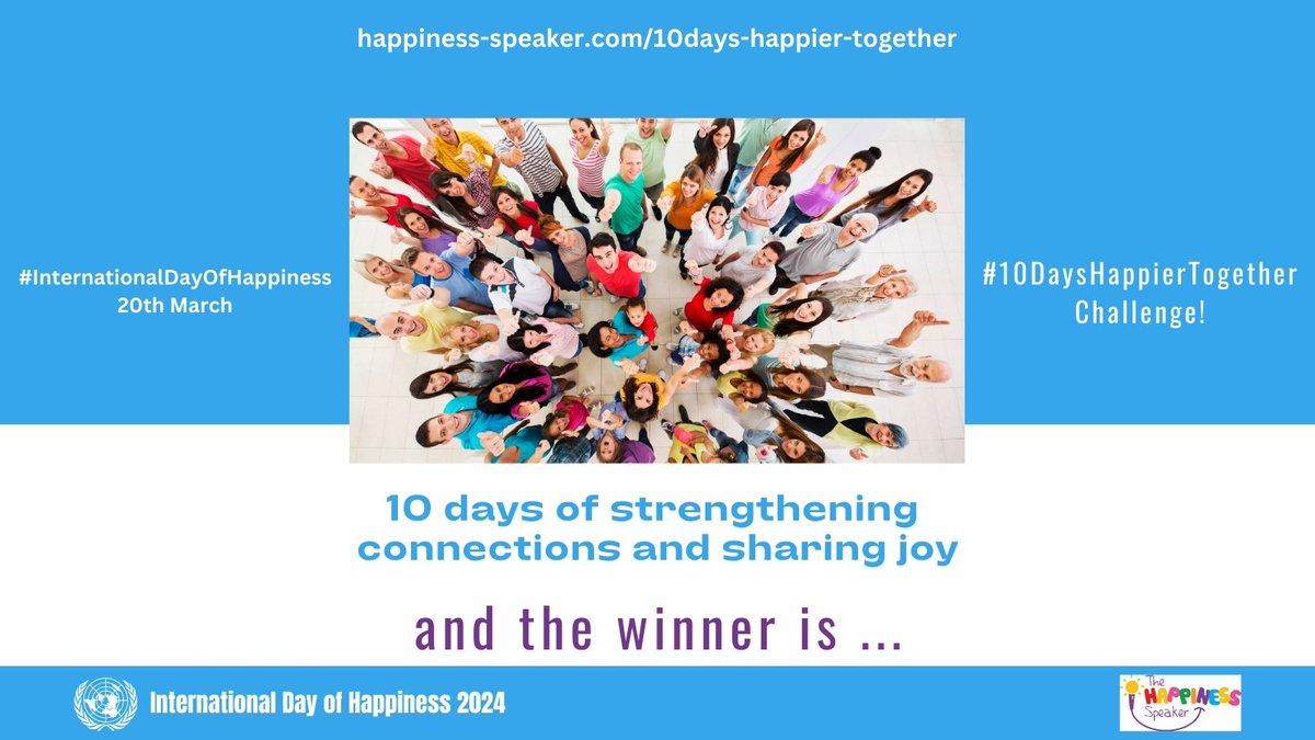 Congratulations to the winner who brightened the last 10 days with their posts, and the wildcard winner who shared the challenge with people they felt would appreciate the prizes :) Keep connecting and sharing the joy! #10dayshappiertogether #InternationalDayOfHappiness