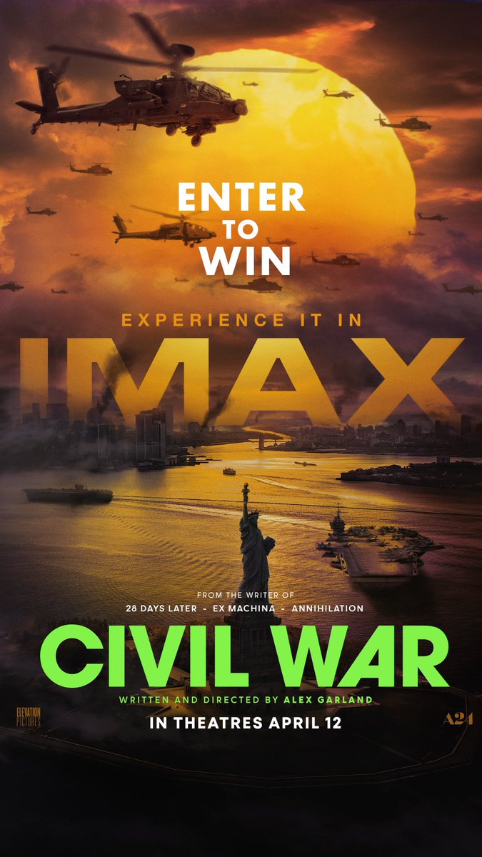 The Movie Podcast @ Star Wars Celebration 🇯🇵 (@themoviepodcast) on Twitter photo CANADA! Want to see Alex Garland’s CIVIL WAR early? #TheMoviePodcast is partnering with our friends <a href="/Elevation_Pics/">Elevation Pictures</a> to give you the chance to win a pair of tickets to see it in either #Toronto, #Ottawa, #Calgary, or #Vancouver.
TO ENTER: FOLLOW, RT, REPLY YOUR CITY. CANADA! Want to see Alex Garland’s CIVIL WAR early? #TheMoviePodcast is partnering with our friends <a href="/Elevation_Pics/">Elevation Pictures</a> to give you the chance to win a pair of tickets to see it in either #Toronto, #Ottawa, #Calgary, or #Vancouver.
TO ENTER: FOLLOW, RT, REPLY YOUR CITY.