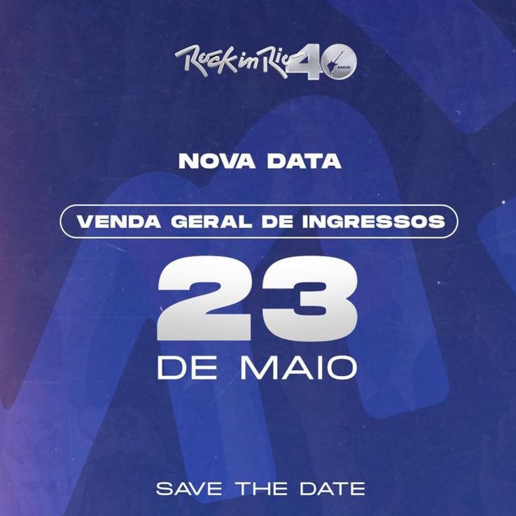 ATENÇÃO! O Rock in Rio alterou as datas da venda geral dos ingressos! Agora a pré-venda clientes Itaú acontecerá entre o dia 14 e 22 de MAIO, e a venda geral será dia 23 de MAIO! 💙