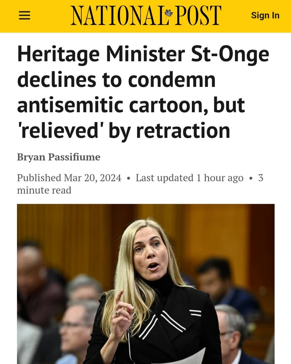 Disgraceful that the Trudeau government refuses to condemn this hideous anti-semitic cartoon in La Presse.

We need a government that will stand with Jews against this odious hatred. 

nationalpost.com/news/politics/…