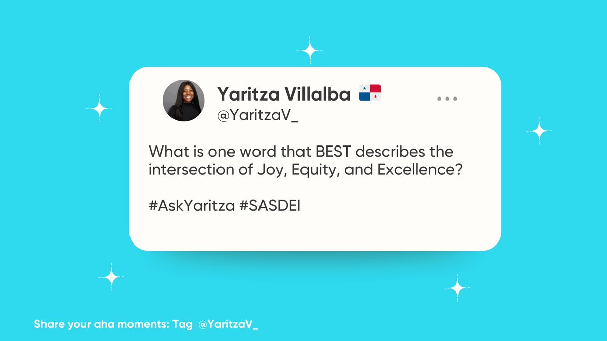 Hey #PLN, I am presenting a session: “Equity, Joy, and Excellence: Empowering Historically Marginalized Students” and below is my warm-up. I would🤎 to share this thread of your ONE WORD- with the participants in Singapore❣️ #SASDEI #AskYaritza