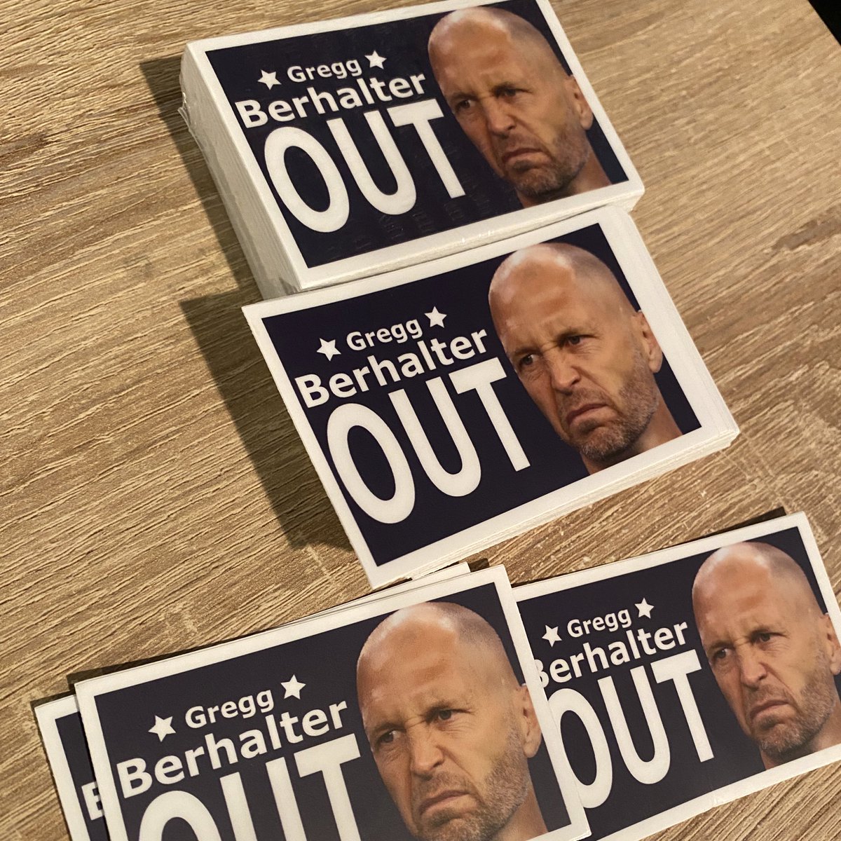 usmnt_historian's tweet image. Are you #BerhalterOut?

Sending this sticker to anyone who wants one and sticking the rest around AT&amp;amp;T ahead of the match tomorrow.

Send me your address in my DMs and I’ll mail you one.