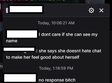 Lennoying's tweet photo. Twitch doesnt think that a person who has been harrassing me needs to get banned. someone who keeps making new accounts to come back pretending to be someone else. someone who keeps dming both me and my mods to verbally abuse us for ??? boundaries!  @TwitchSupport help please https://t.co/L6otSVQDg4