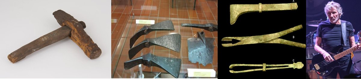 Four images of ancient tools...