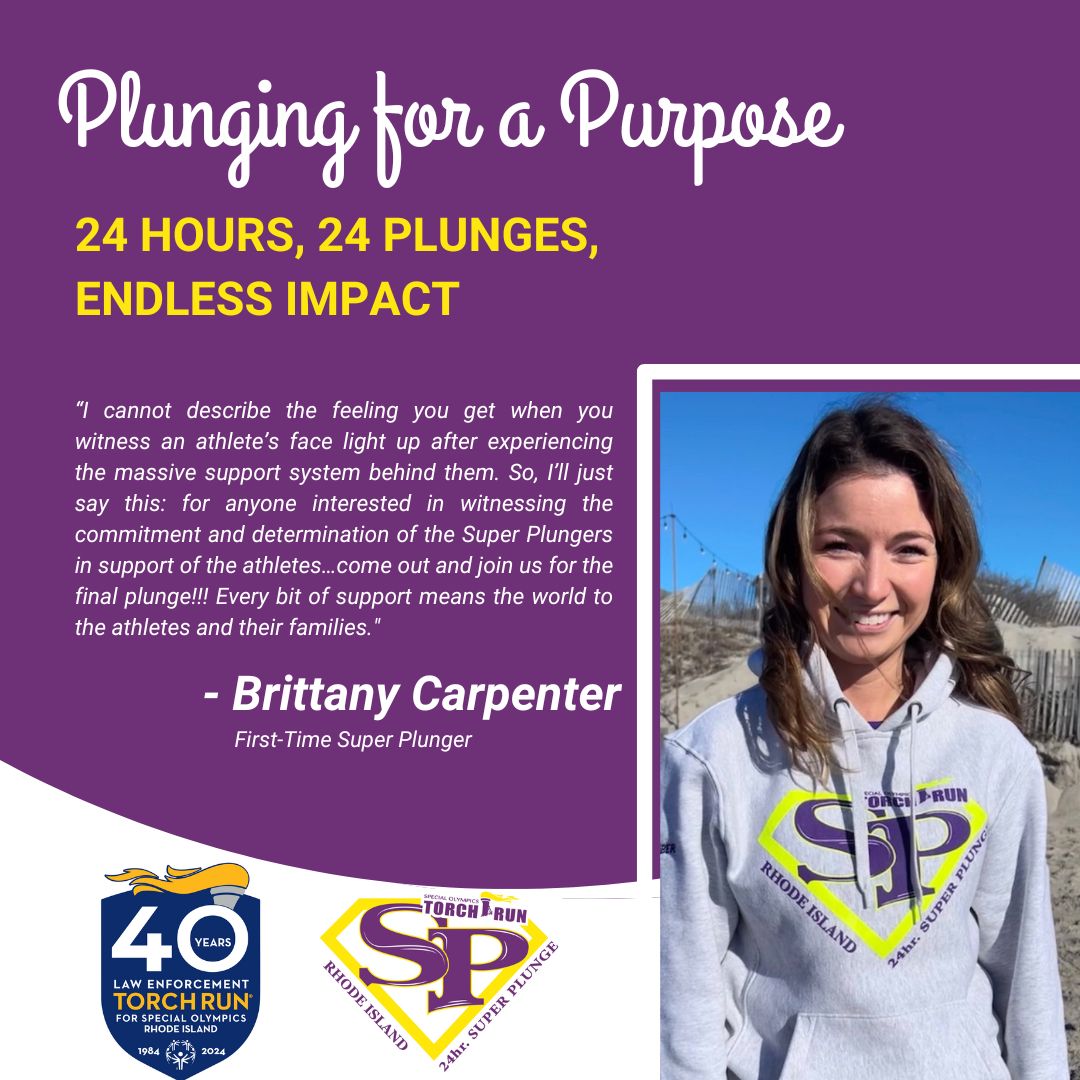 Introducing Brittany Carpenter, a first-time Super Plunger! Her story epitomizes the infectious drive to support @SORhodeIsland athletes. From early volunteer work to encounters with inspiring athletes through her jobs, Brittany caught the 'Get Involved' bug! Richmond Police…