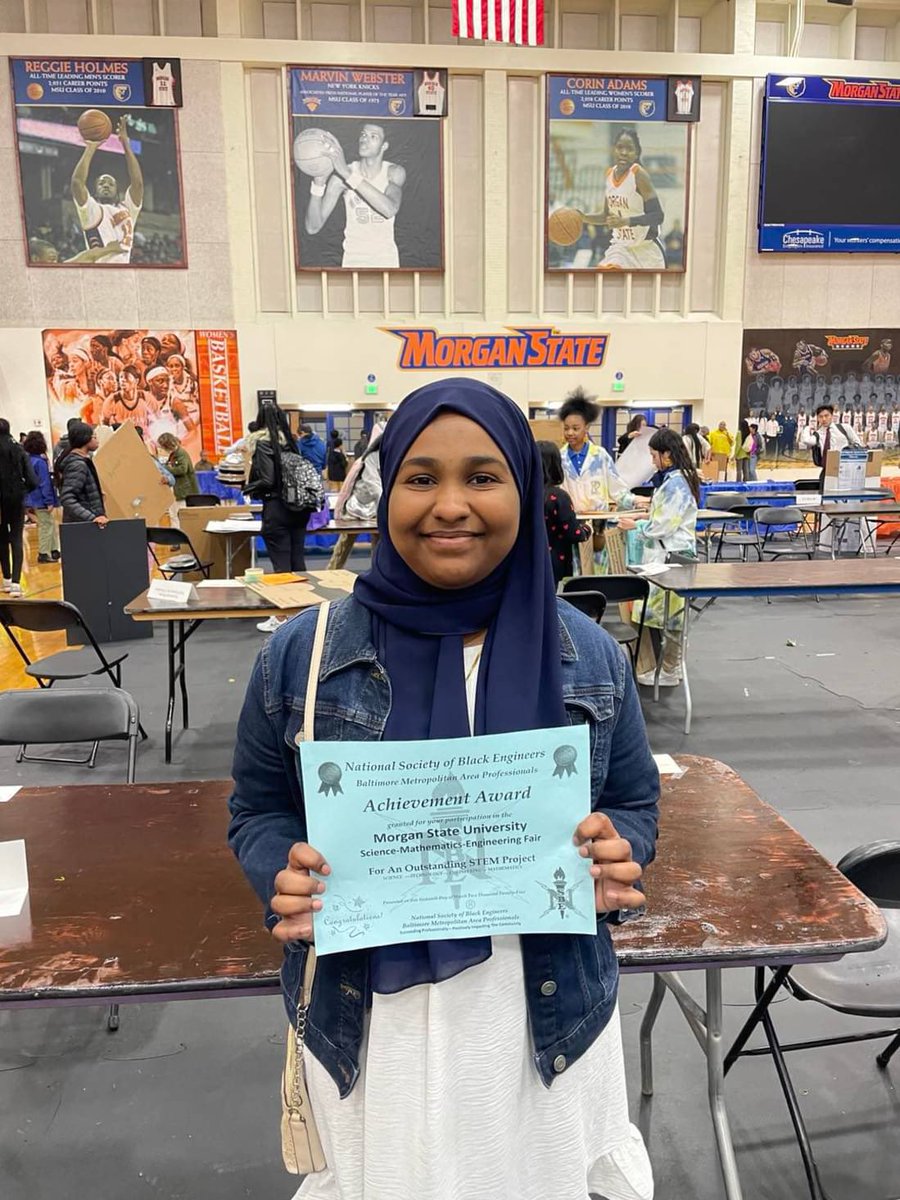 So proud of this kid! Ayishah won 3rd place in the Morgan State University Science Fair! Our entire @armisteadschool community is so proud! #CLN3theplacetobe